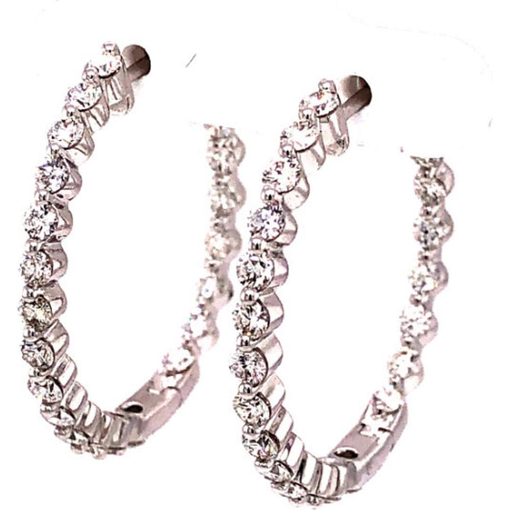18K Rose Gold Diamond Hoop Earrings with Round Diamonds by Afarin