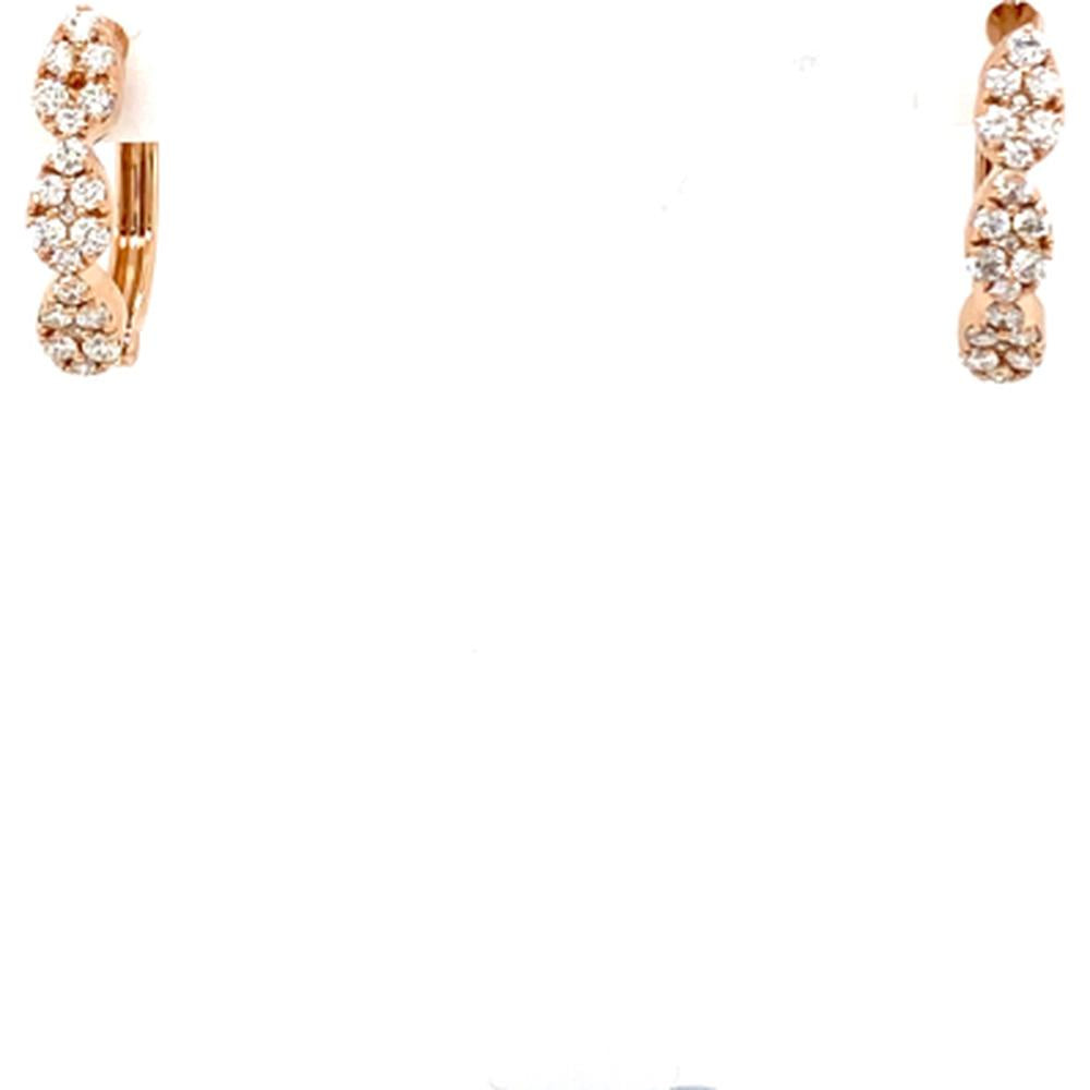 18K Rose Gold Diamond Huggie Earrings with Round Diamonds by Afarin