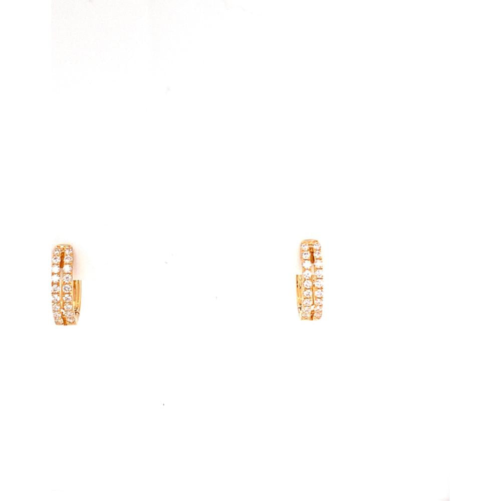 18K Rose Gold Diamond Huggie Hoop Earrings with Round Diamonds by Afarin