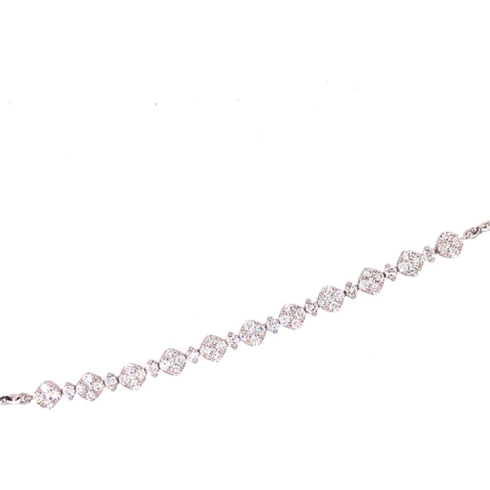 18K Rose Gold Diamond Tennis Bracelet with Alternating Cushion-Shaped and Round Diamond Links by Afarin