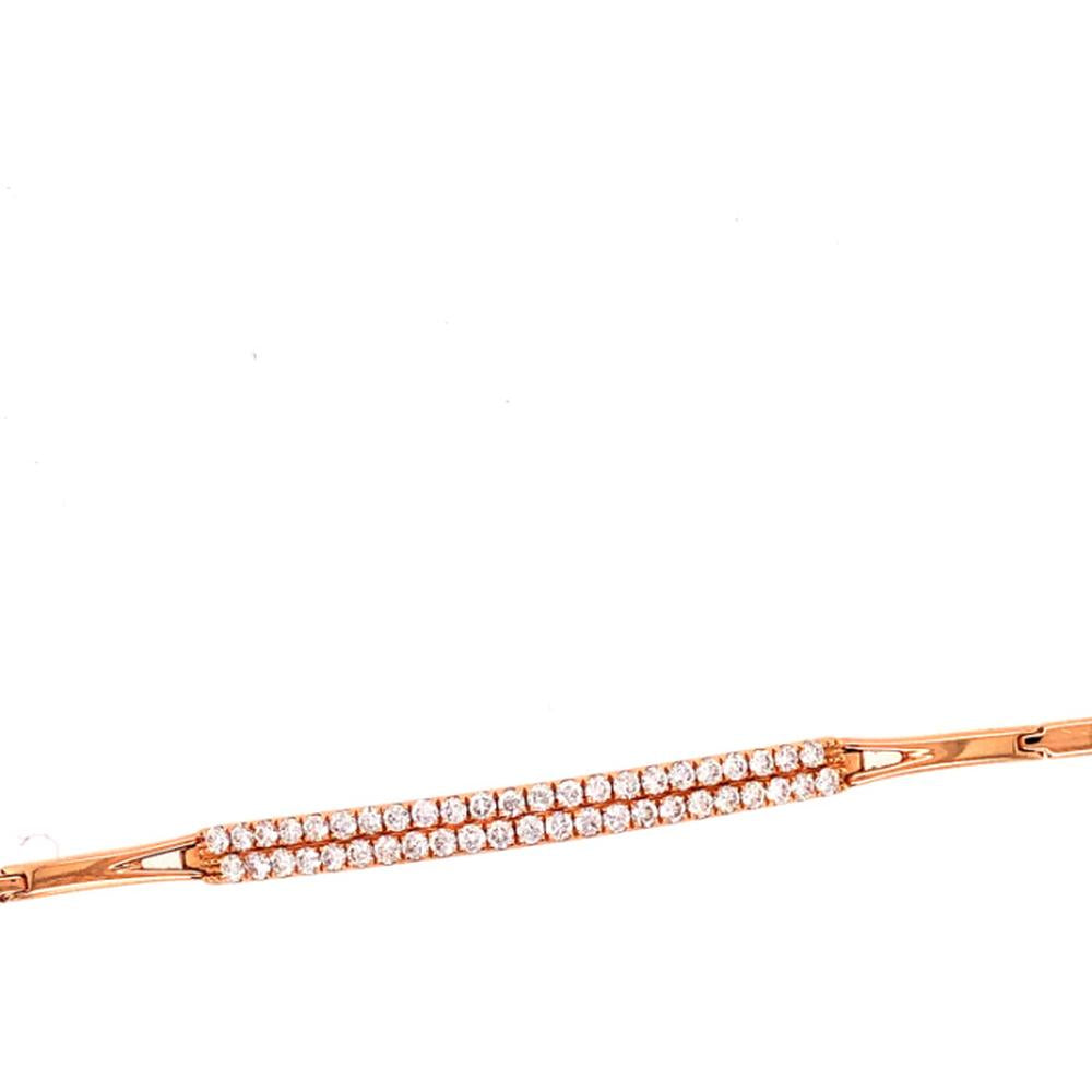 18K Rose Gold Double-Row Round Diamond Bar Bracelet by Afarin