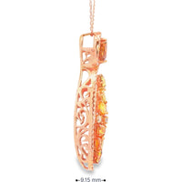 18K Rose Gold Drop Pendant with Pear Halo and Fancy Yellow Diamond Cluster - 3.06 Carat Total Fancy Diamond Weight and 0.27 Carat Total White Diamond Weight by Auriventus
