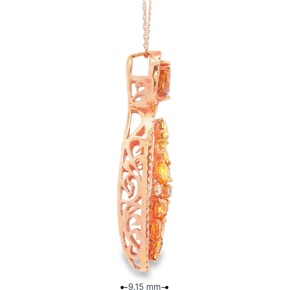 18K Rose Gold Drop Pendant with Pear Halo and Fancy Yellow Diamond Cluster - 3.06 Carat Total Fancy Diamond Weight and 0.27 Carat Total White Diamond Weight by Auriventus