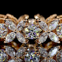 18K Rose Gold Eternity Band with Round and Marquise Lab Diamonds - 2.21 Carats Total Diamond Weight - Covaloro Fine Jewelry