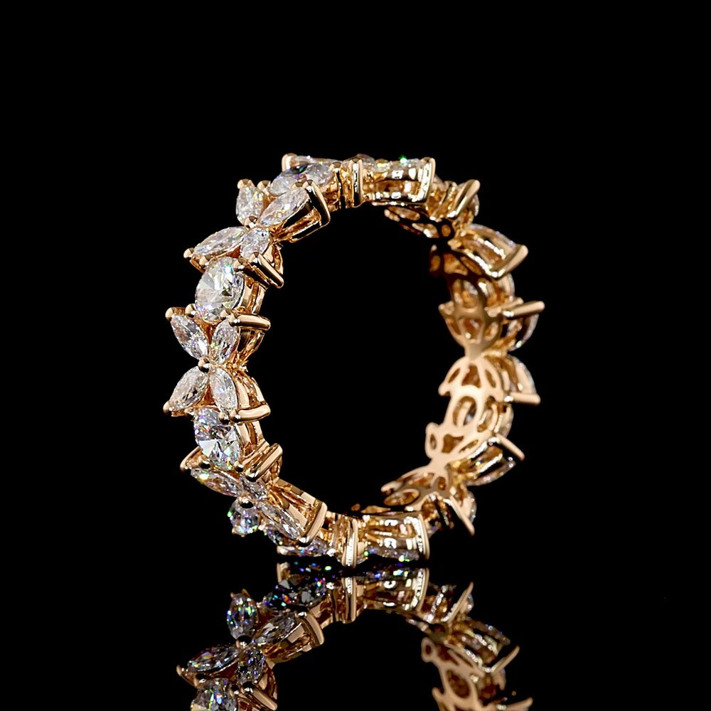 18K Rose Gold Eternity Band with Round and Marquise Lab Diamonds - 2.21 Carats Total Diamond Weight - Covaloro Fine Jewelry