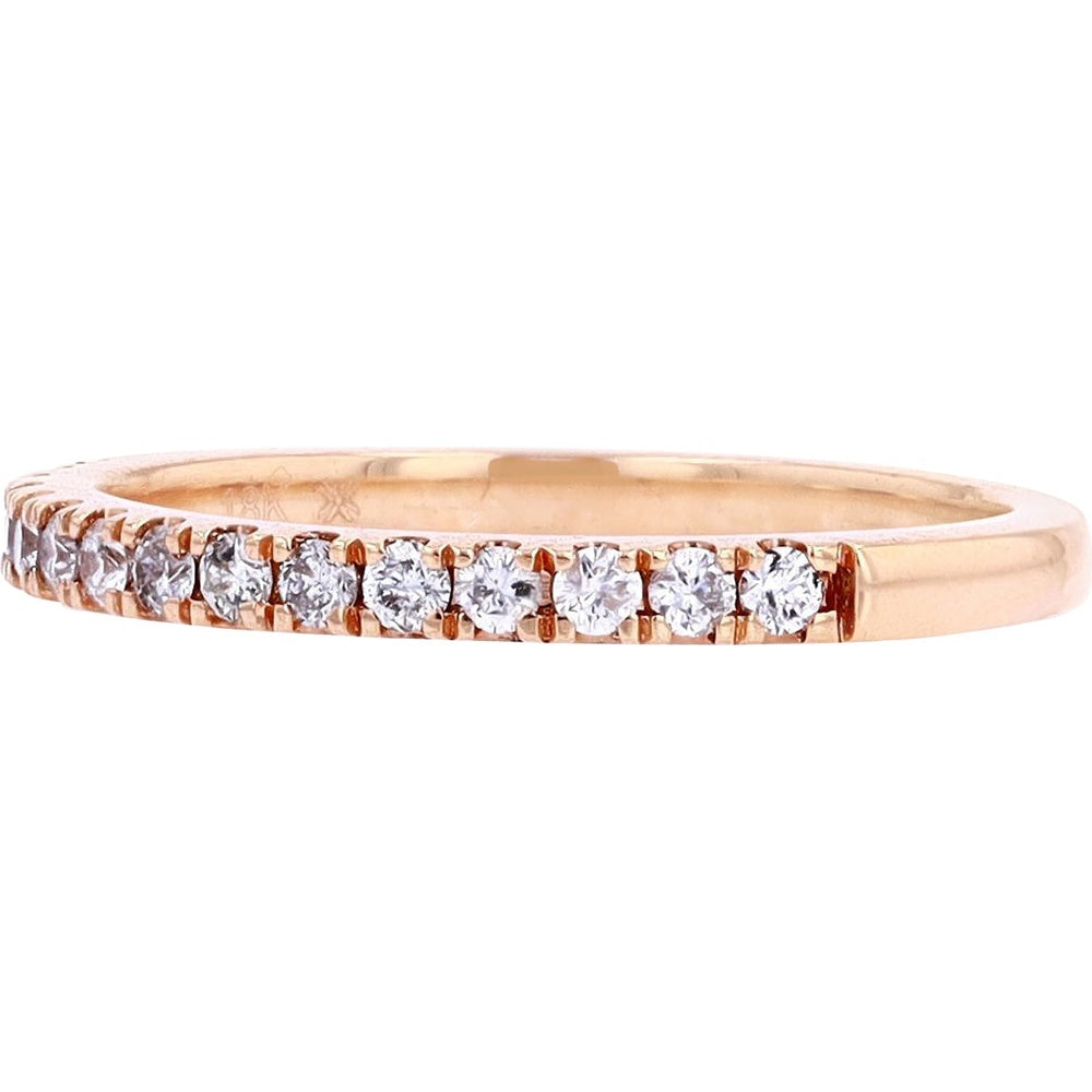 18K Rose Gold Eternity Style Wedding Band with Round Brilliant Cut Diamonds - 1/4 Carat Total Diamond Weight