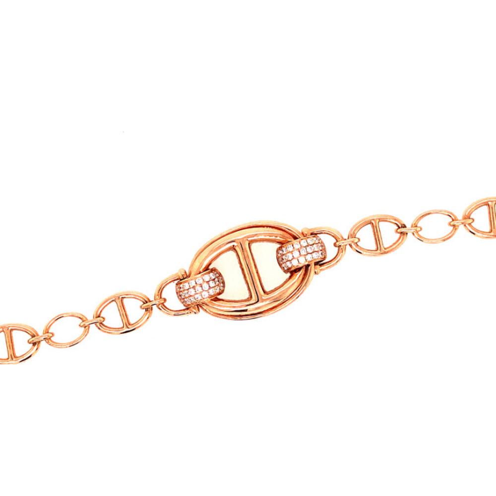 18K Rose Gold Fancy Link Bracelet with Diamond Accents by Afarin