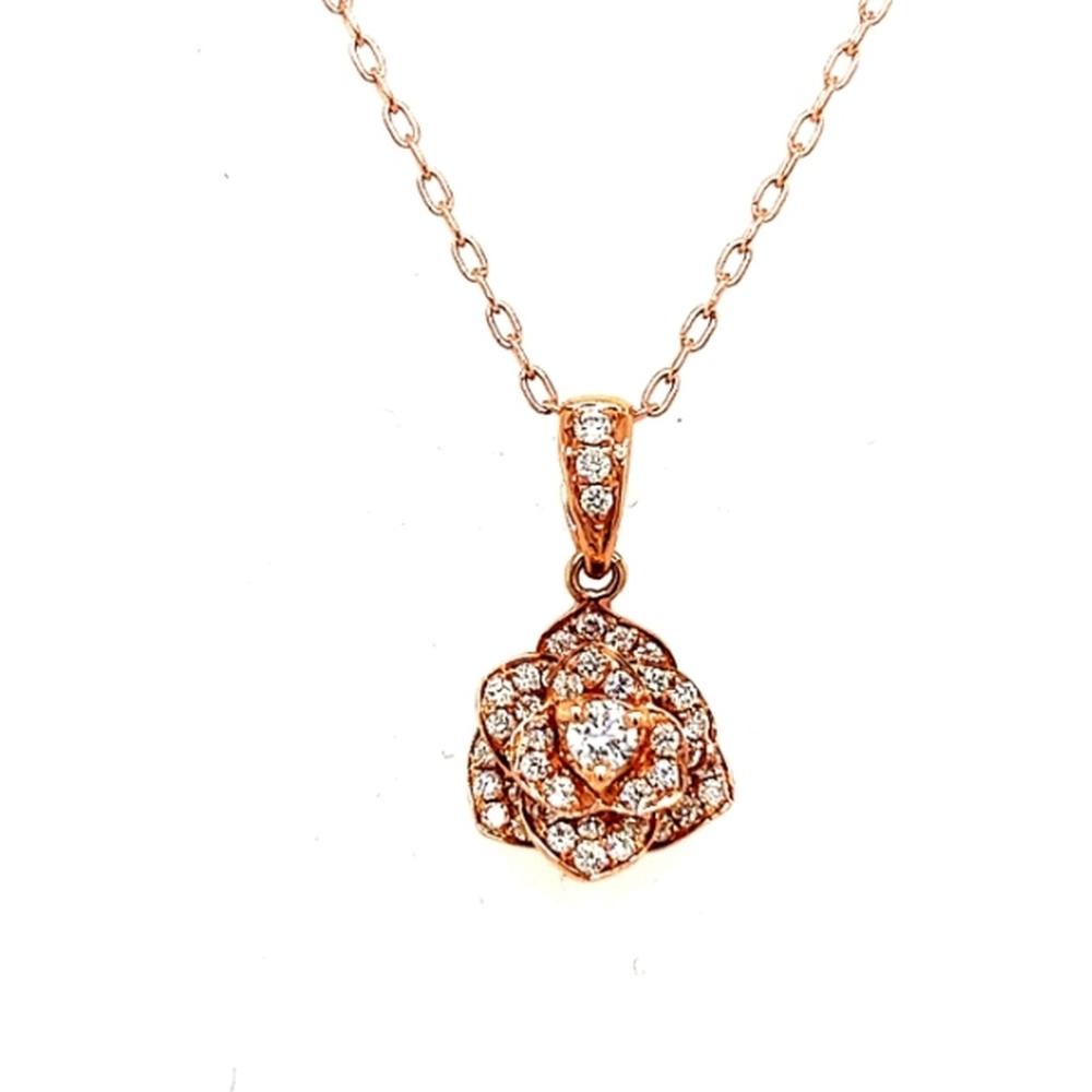 18K Rose Gold Floral Diamond Pendant Necklace by Afarin