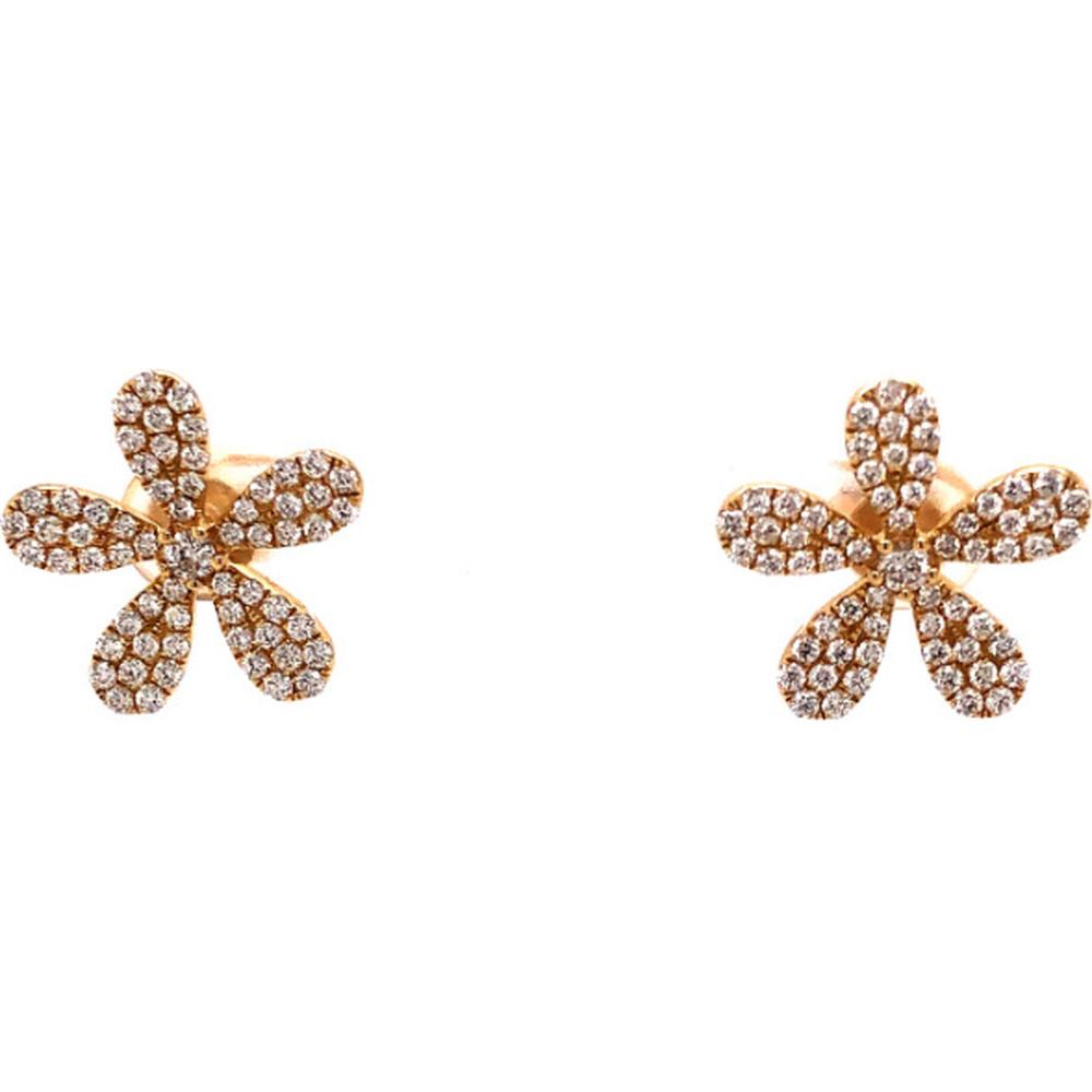 18K Rose Gold Floral Diamond Stud Earrings by Afarin