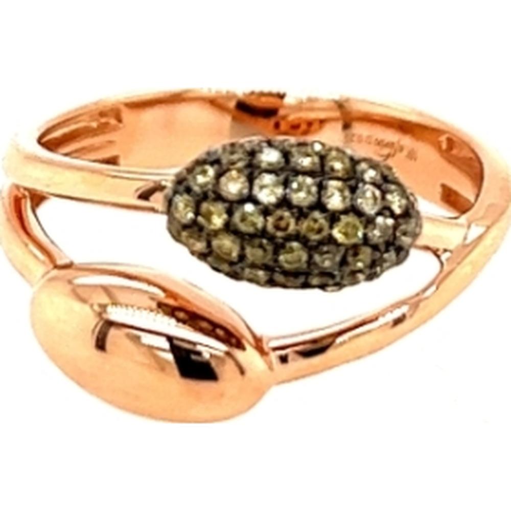 18K Rose Gold Free Form Ring with Oval Brown Diamond Cluster by Afarin