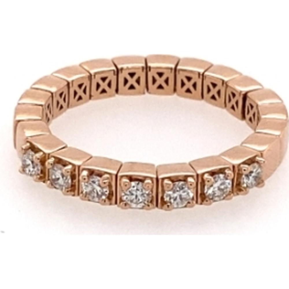 18K Rose Gold Geometric Diamond Band Ring with Round Diamonds by Afarin
