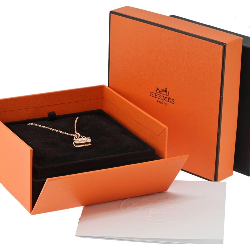 18K Rose Gold Hermes Amulettes Constance Pendant Necklace with