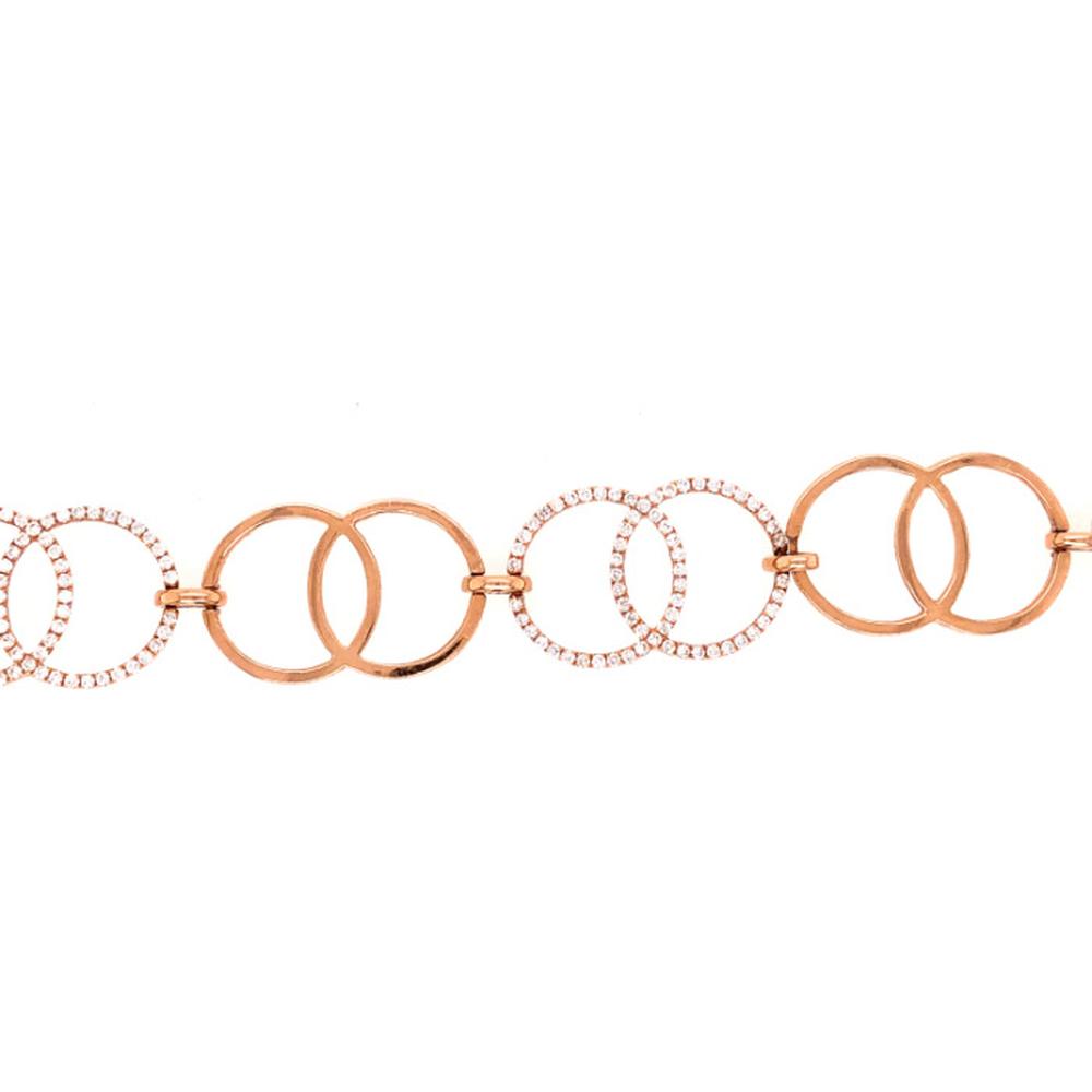 18K Rose Gold Interlocking Circle Diamond Bracelet by Afarin