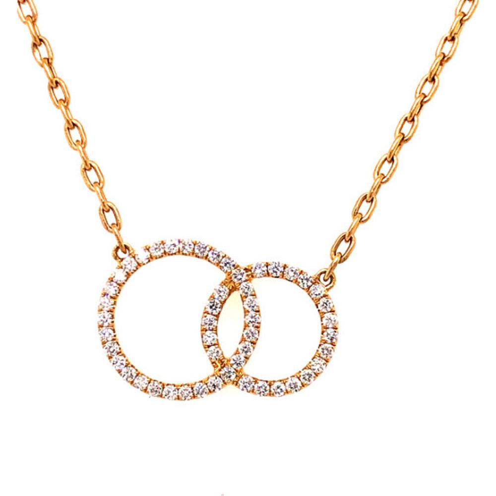 18K Rose Gold Interlocking Circle Diamond Necklace by Afarin
