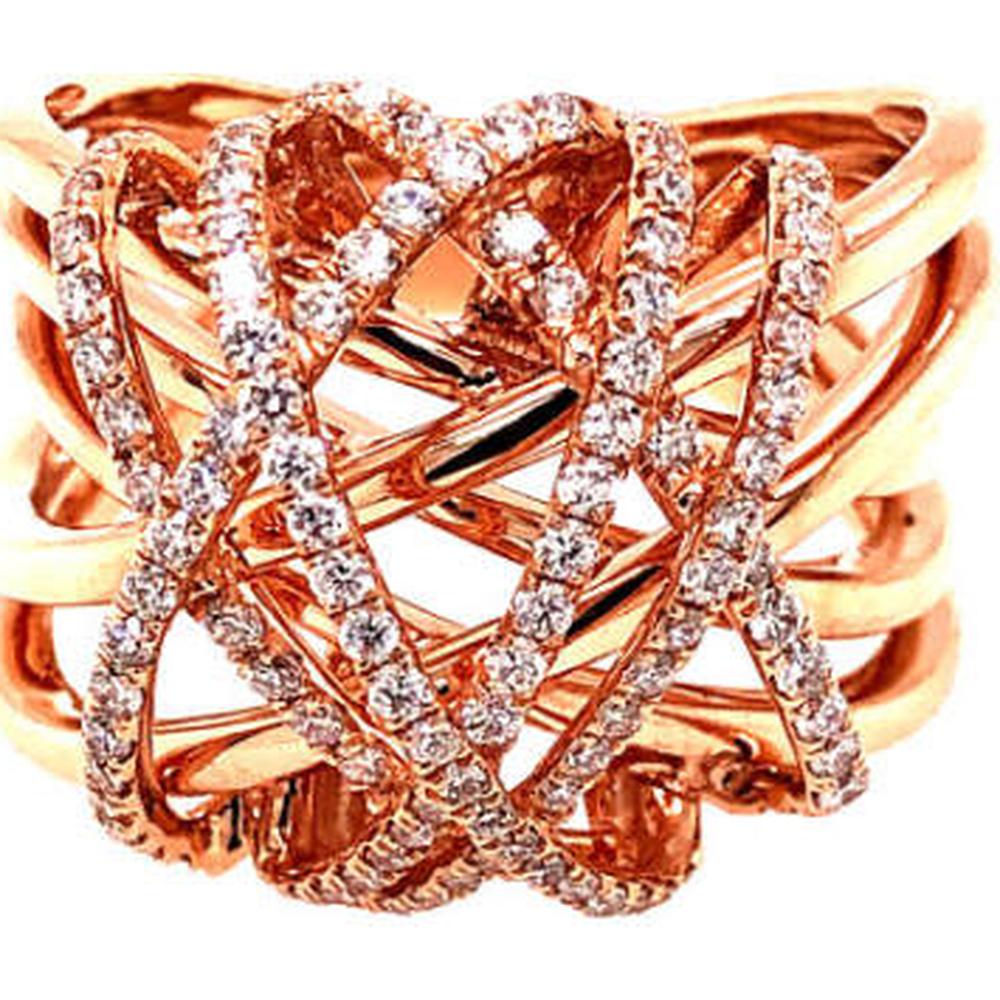 18K Rose Gold Interwoven Diamond Statement Ring by Afarin