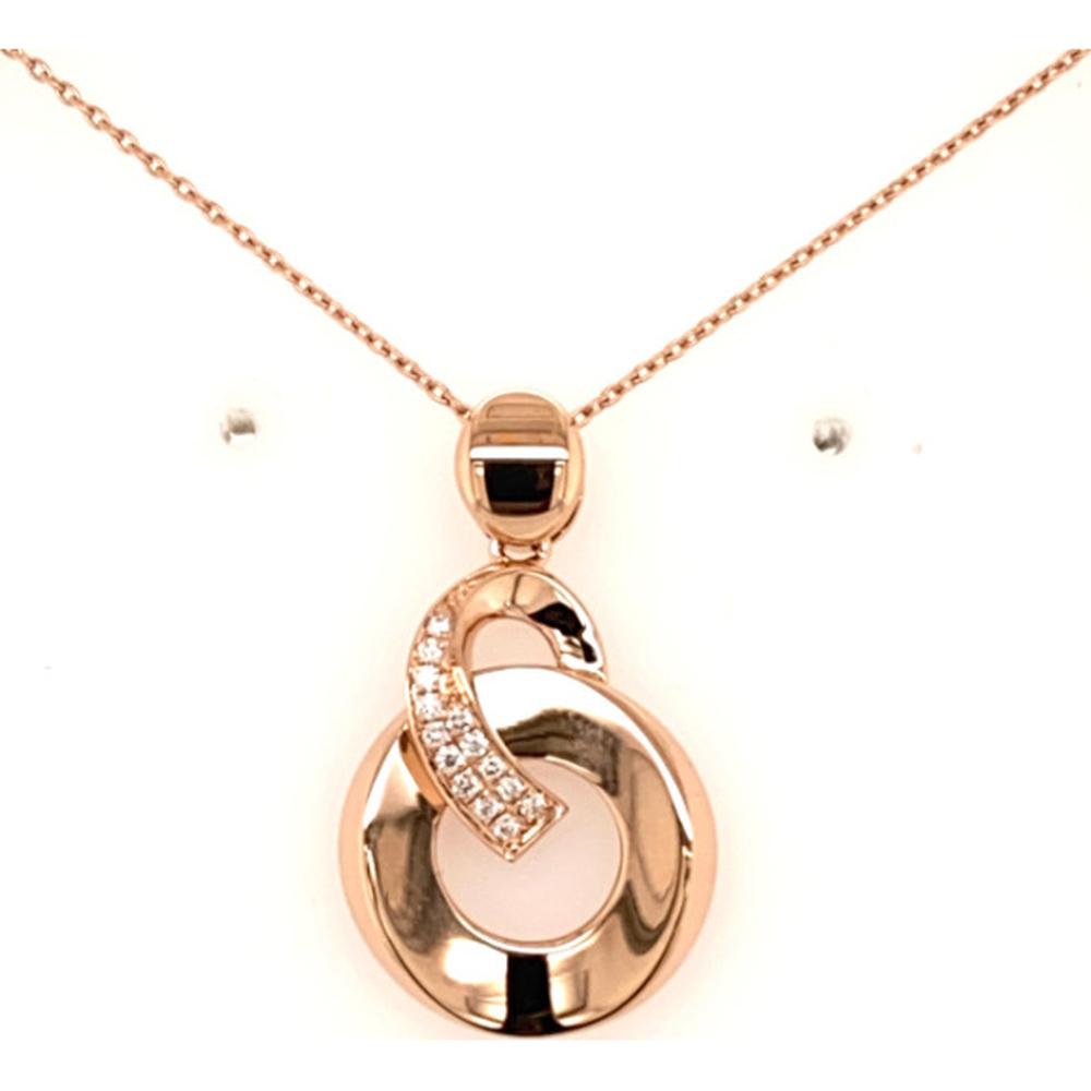 18K Rose Gold Open Circle Pendant Necklace with Diamond Accents by Afarin