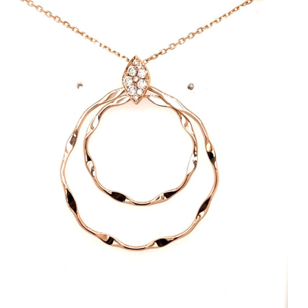 18K Rose Gold Open Circle Pendant Necklace with Marquise Diamond Accent by Afarin