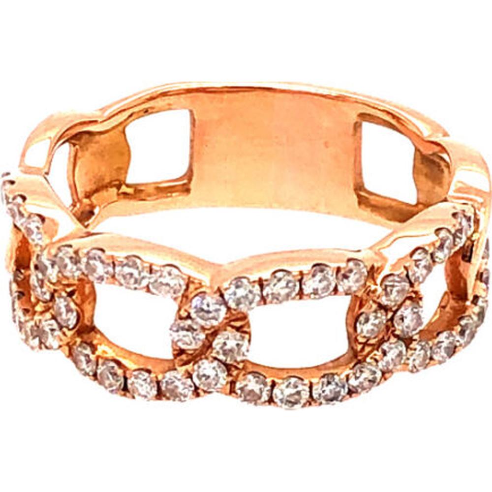 18K Rose Gold Open Link Diamond Ring with Pavé-Style Diamond Accents by Afarin