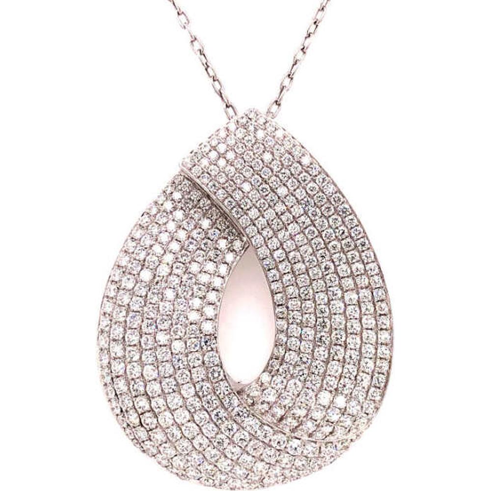 18K Rose Gold Open Teardrop Diamond Pendant Necklace by Afarin