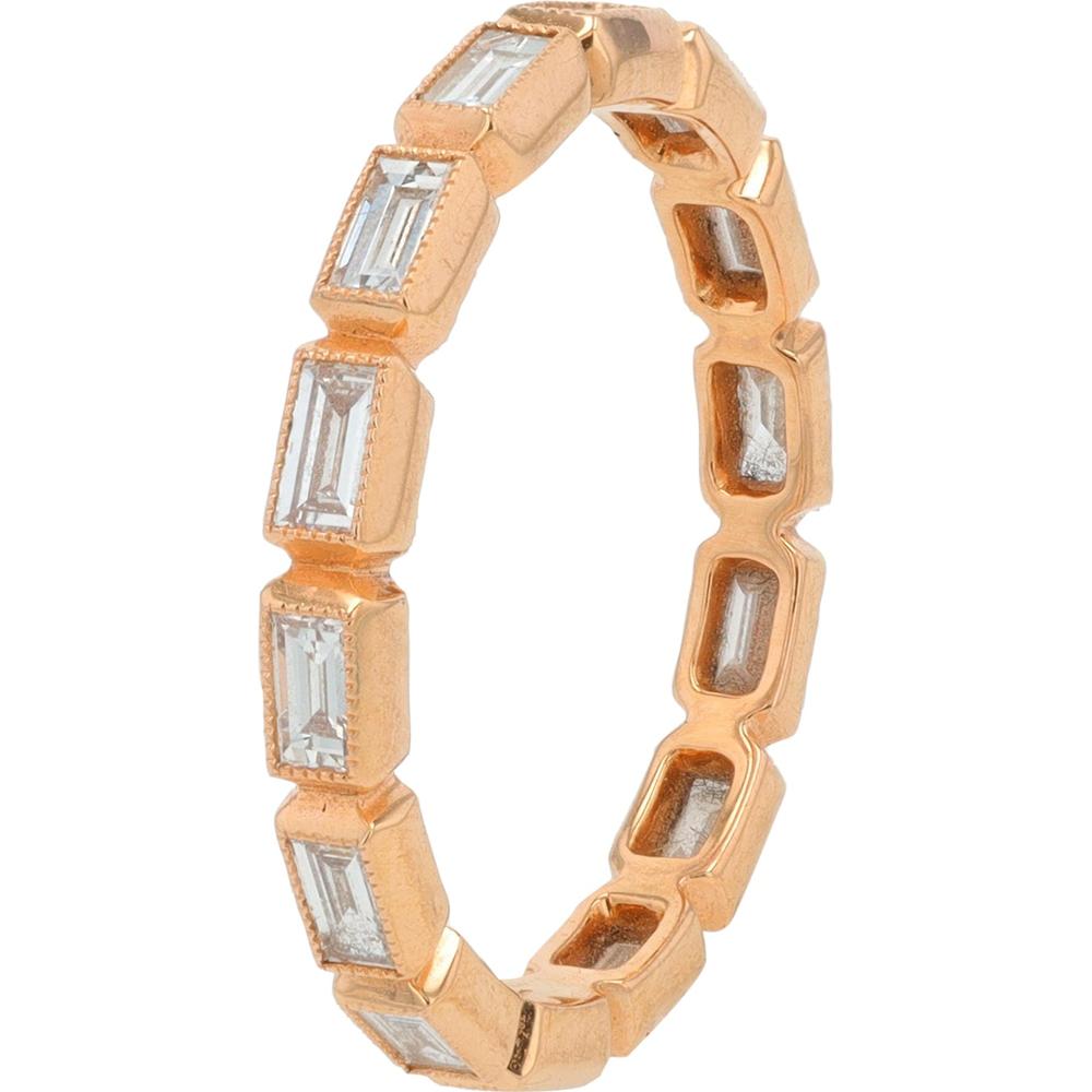 18K Rose Gold Penny Preville Bezel Set Baguette Diamond Eternity Band - 1.18 Carat Total Diamond Weight