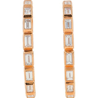 18K Rose Gold Penny Preville Medium Hoop Earrings with 1.47 Carat Total Baguette Diamonds