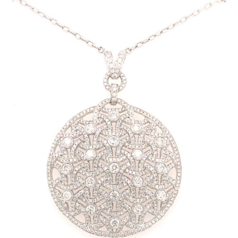 18K Rose Gold Round Openwork Diamond Pendant Necklace by Afarin