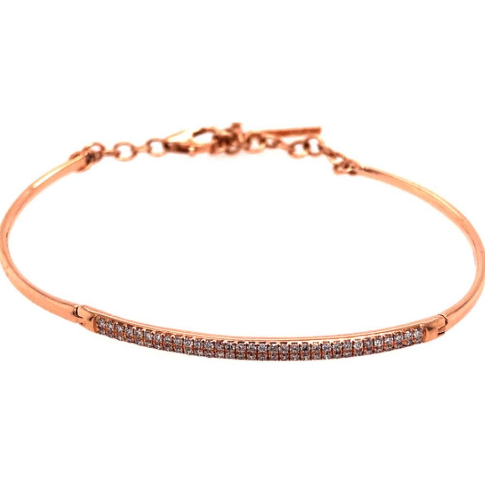 18K Rose Gold Slim Diamond Bar Bangle Bracelet by Afarin