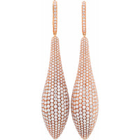 18K Rose Gold Teardrop Drop Earrings with Pavé-Set Pink Diamonds - 18.04 Carat Total Diamond Weight