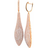 18K Rose Gold Teardrop Earrings with 18.04 Carats Total Pink Diamond Weight - Pave Set