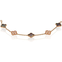 18K Rose Gold Van Cleef & Arpels Alhambra Bracelet with Mother-of-Pearl and Round Brilliant Diamonds