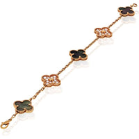 18K Rose Gold Van Cleef & Arpels Alhambra Bracelet with Mother-of-Pearl and Round Brilliant Diamonds