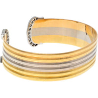 18K Tri-Color Gold Cartier Cuff Bracelet with Double C Diamond Ends - 0.61 Carat Total Diamond Weight