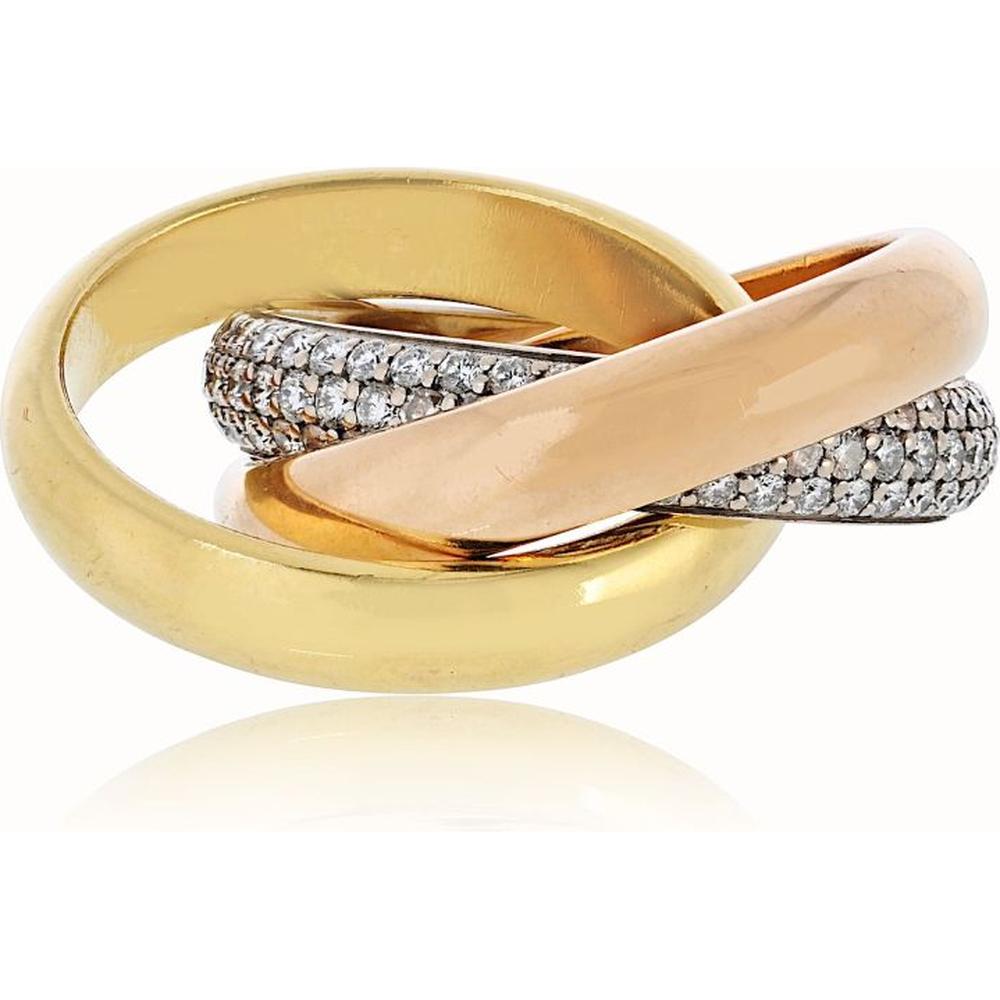 18K Tri-Color Gold Cartier Trinity Estate Ring - 13.2 Grams