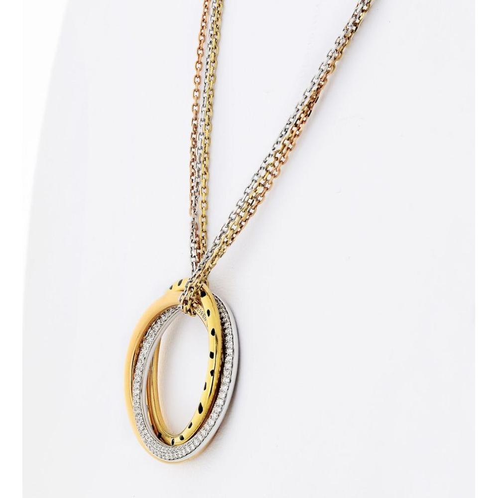 18K Tri-Color Gold Cartier Trinity Pendant Necklace with 0.88 Carats Brilliant Cut Diamonds