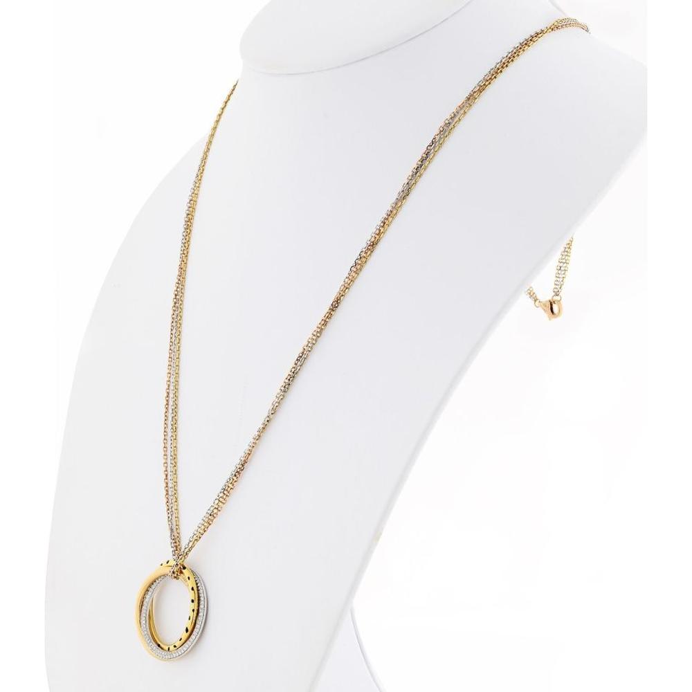 18K Tri-Color Gold Cartier Trinity Pendant Necklace with 0.88 Carats Brilliant Cut Diamonds