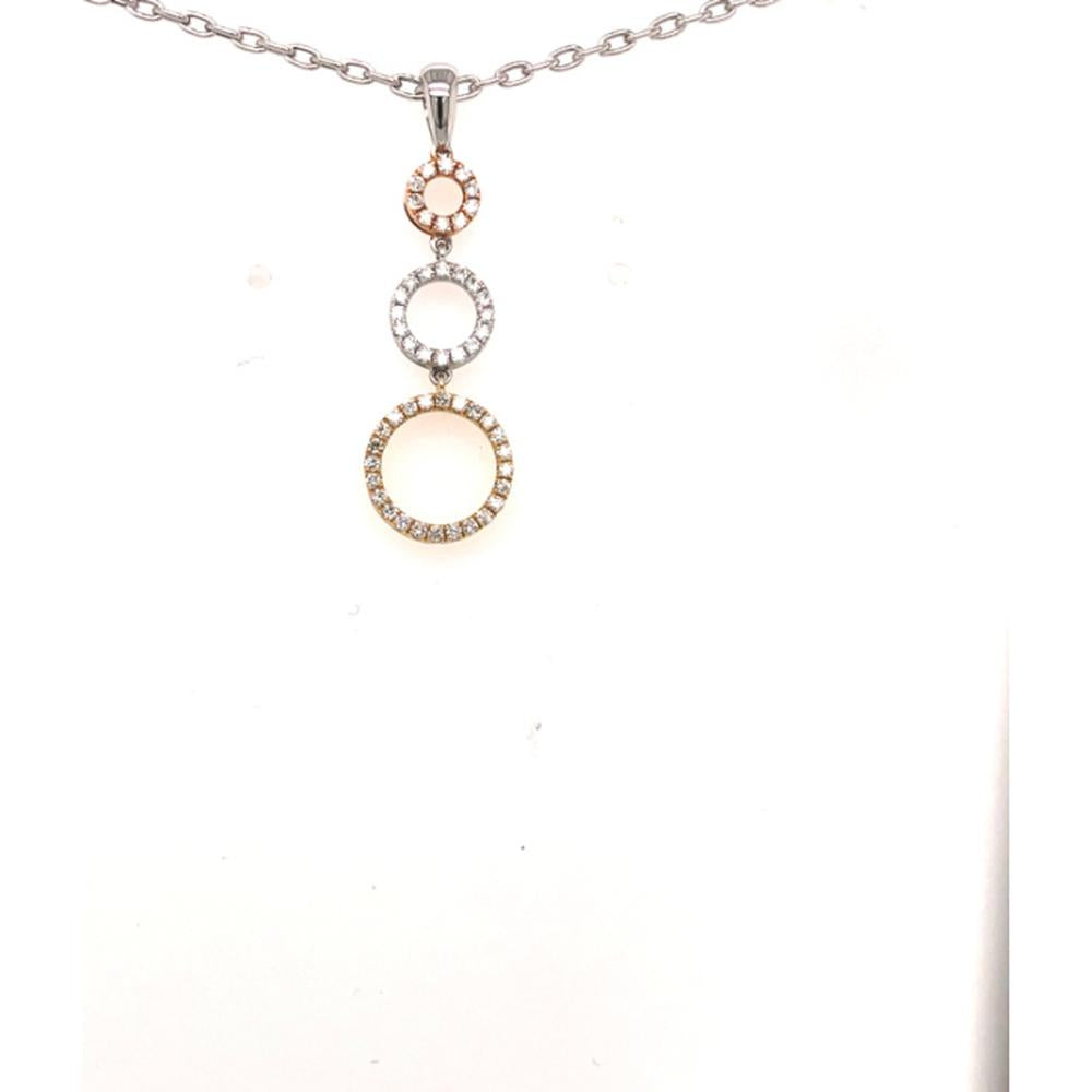 18K Tri-Color Gold Open Circle Diamond Pendant Necklace by Afarin