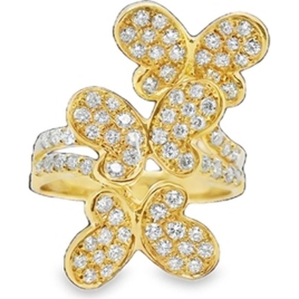 18K Tri-Tone Gold Butterfly Diamond Motif Ring by Afarin