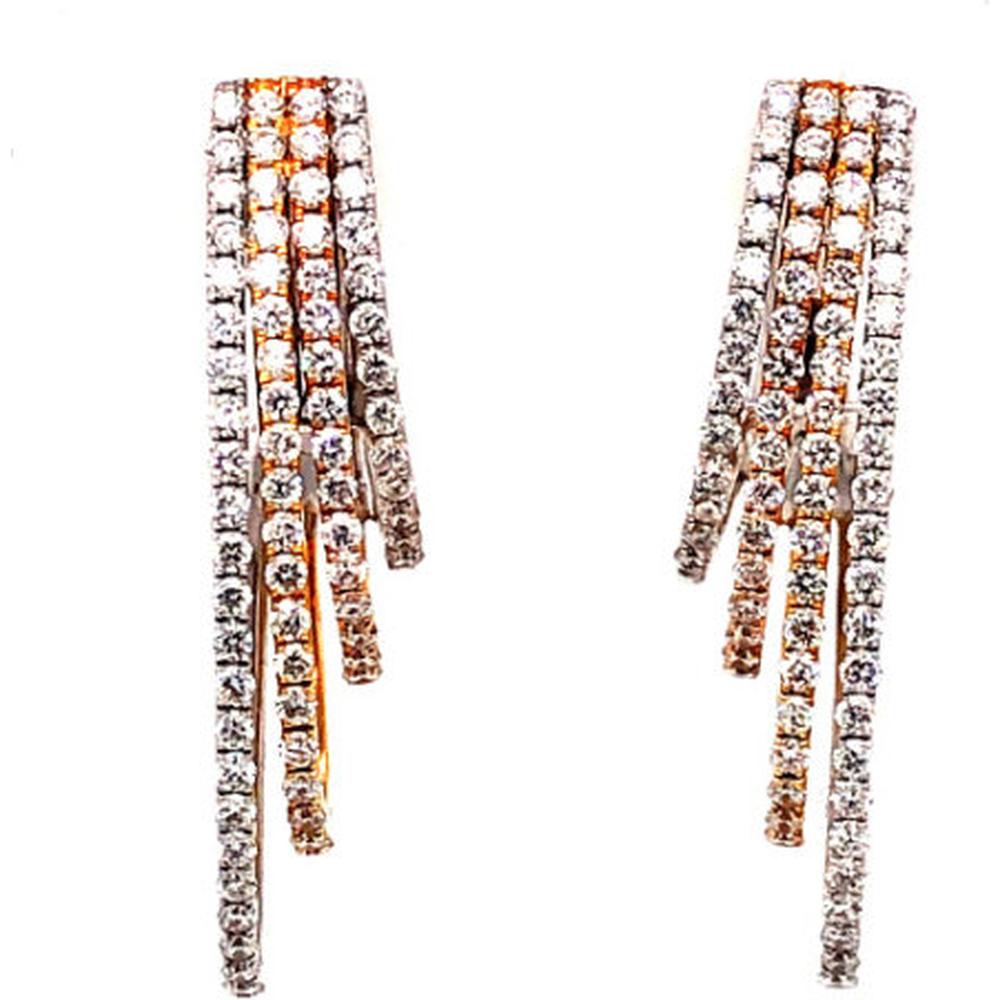 18K Tri-Tone Gold Cascading Drop Earrings with Round Diamonds by Afarin