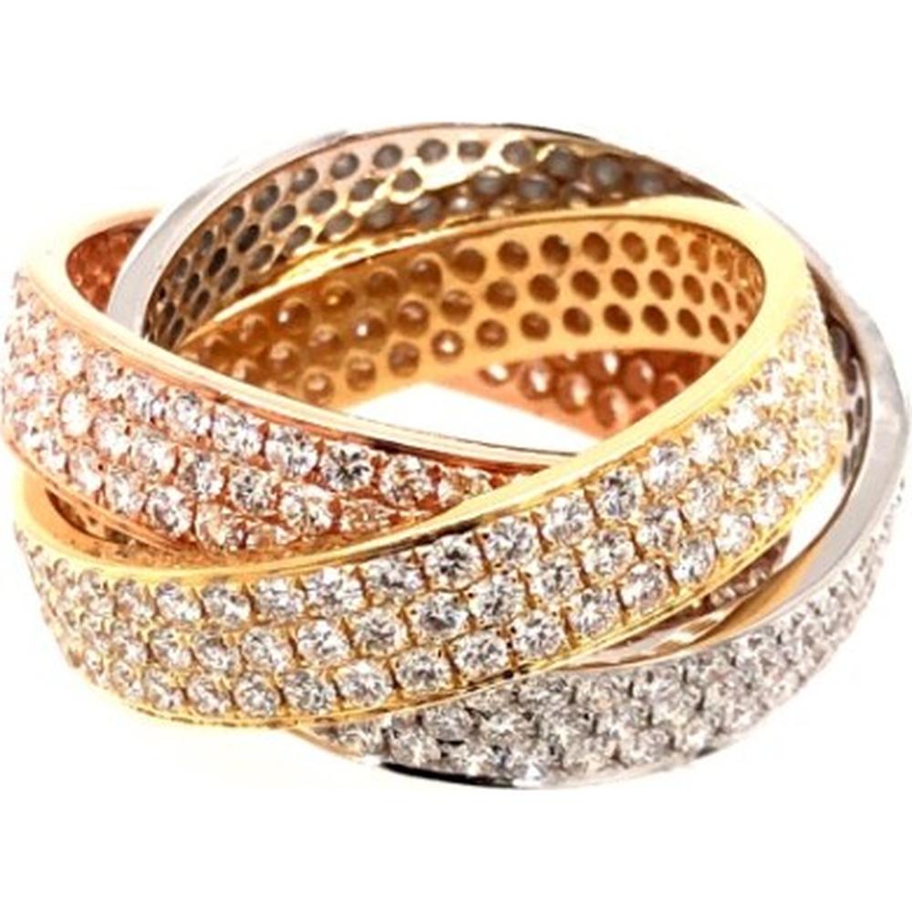 18K Tri-Tone Gold Crisscross Diamond Fashion Ring by Afarin