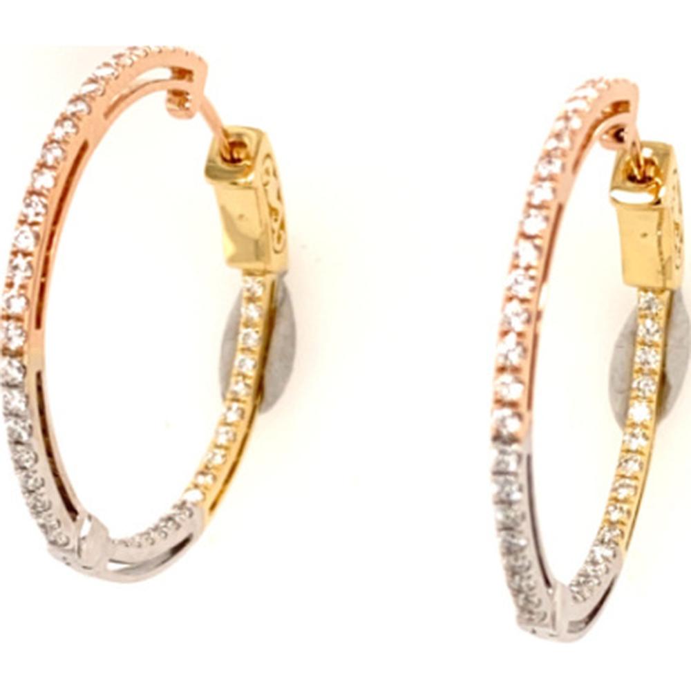 18K Tri-Tone Gold Diamond Hoop Earrings by Afarin
