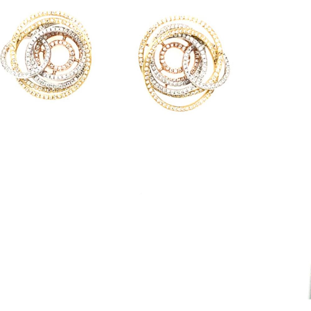 18K Tri-Tone Gold Interlocking Circle Diamond Earrings by Afarin