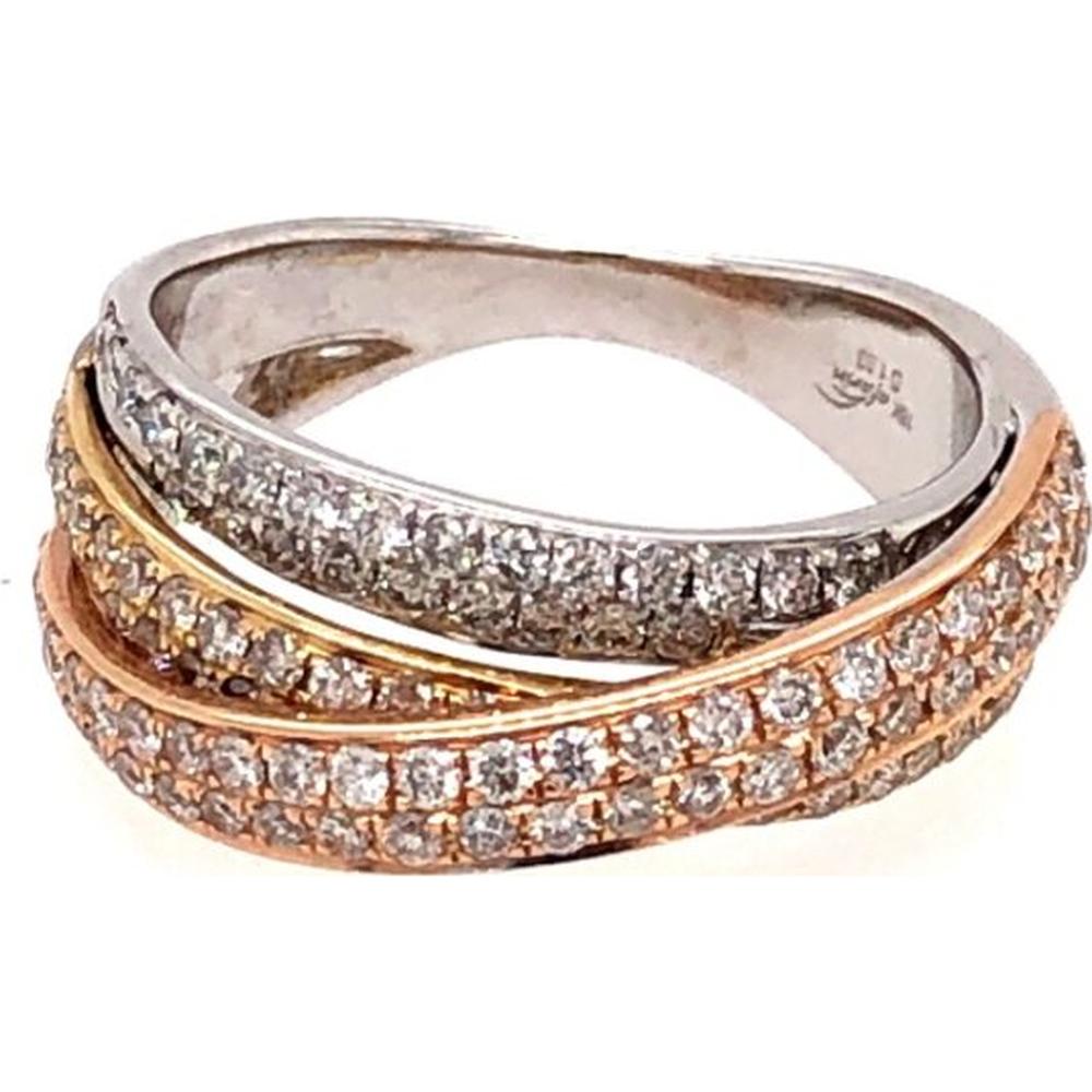 18K Tri-Tone Gold Intertwined Pavé Diamond Ring by Afarin