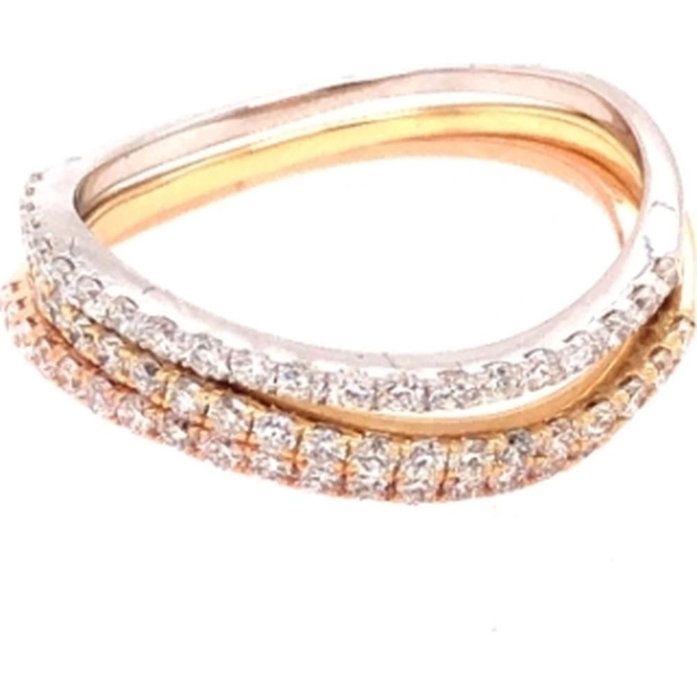 18K Tri-Tone Gold Interwoven Diamond Band Ring by Afarin