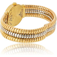 18K Two-Tone Bvlgari Tubogas Cuff Watch with Black Dial - 64.2 Gram Coiled Bracelet Design
