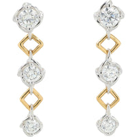 18K Two-Tone Drop Earrings with 0.53 Carats of Round Diamonds