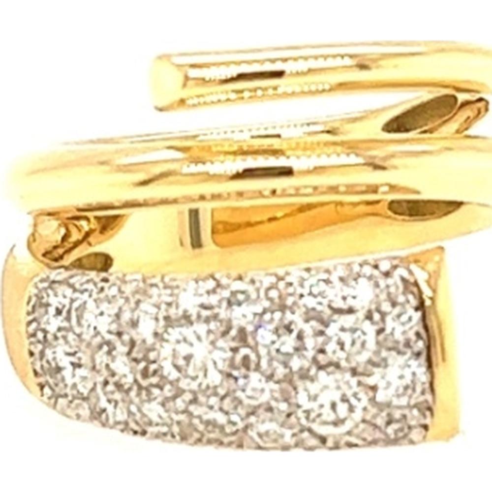 18K Two-Tone Gold Contemporary Wrap Ring with Pavé Set Round Diamonds by Afarin