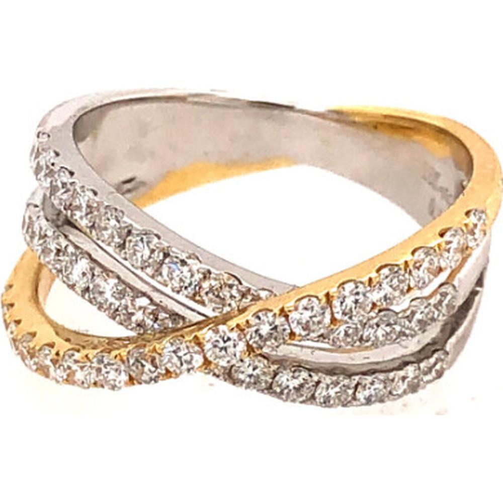 18K Two-Tone Gold Crisscross Diamond Ring with Round Diamonds by Afarin