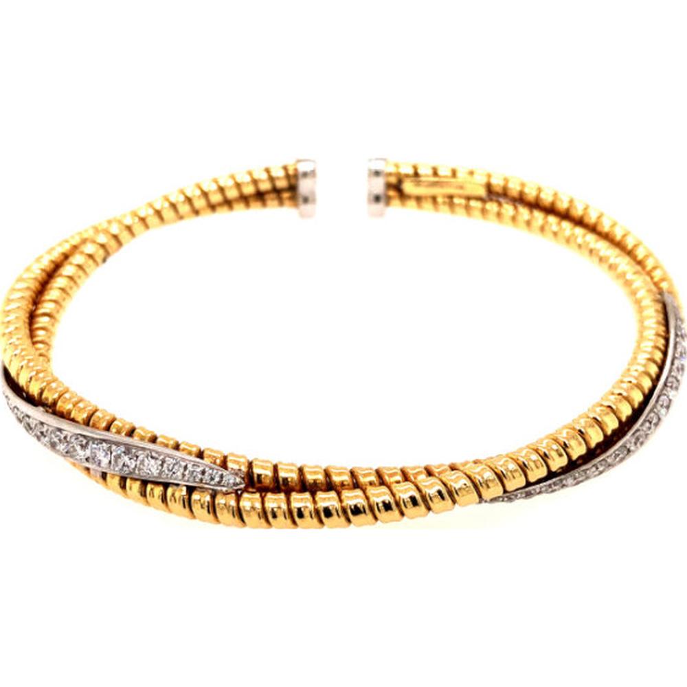 18K Two-Tone Gold Diamond Accent Bangle Bracelet by Afarin