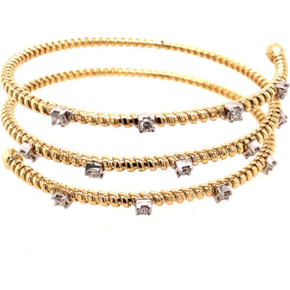 18K Two-Tone Gold Diamond Station Bangle Bracelet by Afarin