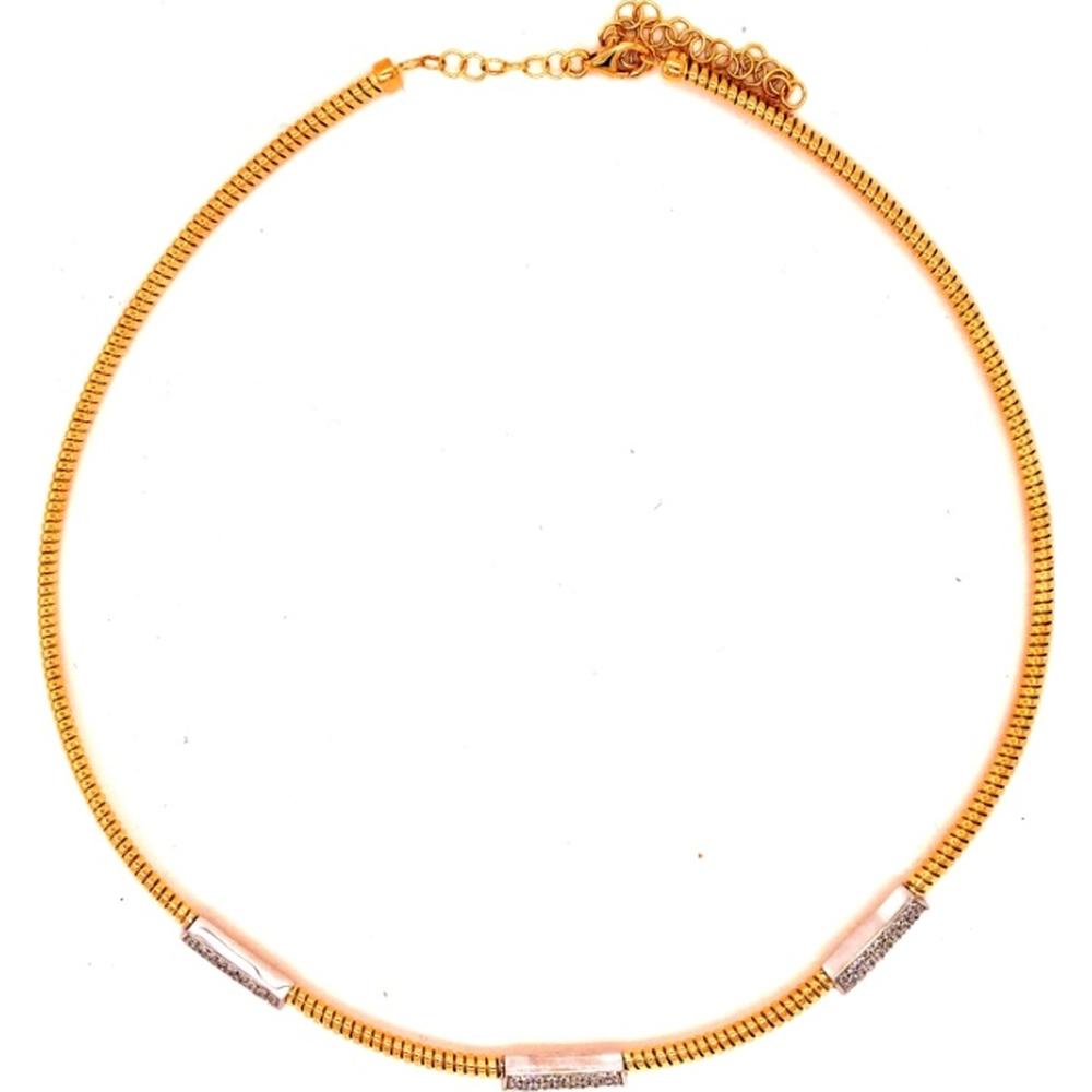 18K Two-Tone Gold Flexible Station Necklace with Diamond Accent Bars by Afarin